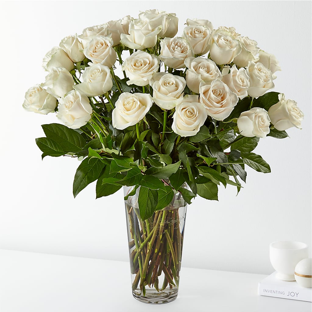 Long Stem White Rose Bouquet – Garden Of Eden Florist, San Antonio TX