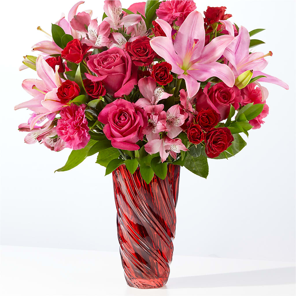In Love Bouquet with Luxe Swirl Vase – Garden Of Eden Florist, San Antonio TX