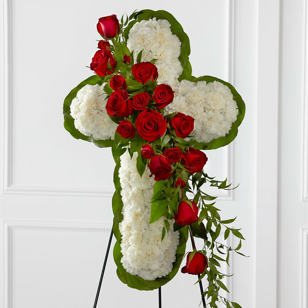 Floral Cross Easel – Garden Of Eden Florist, San Antonio TX