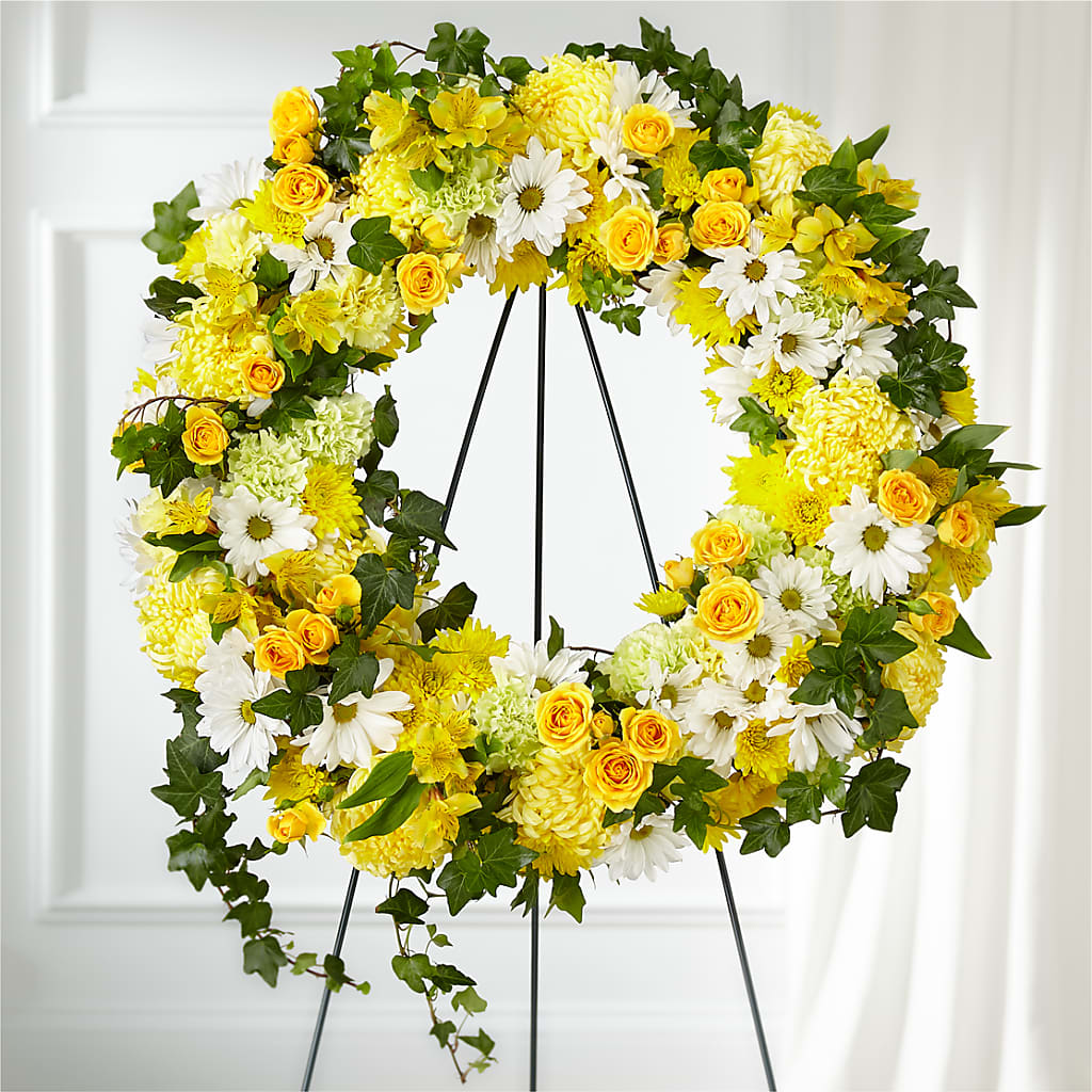 Golden Remembrance Wreath – Garden Of Eden Florist, San Antonio TX