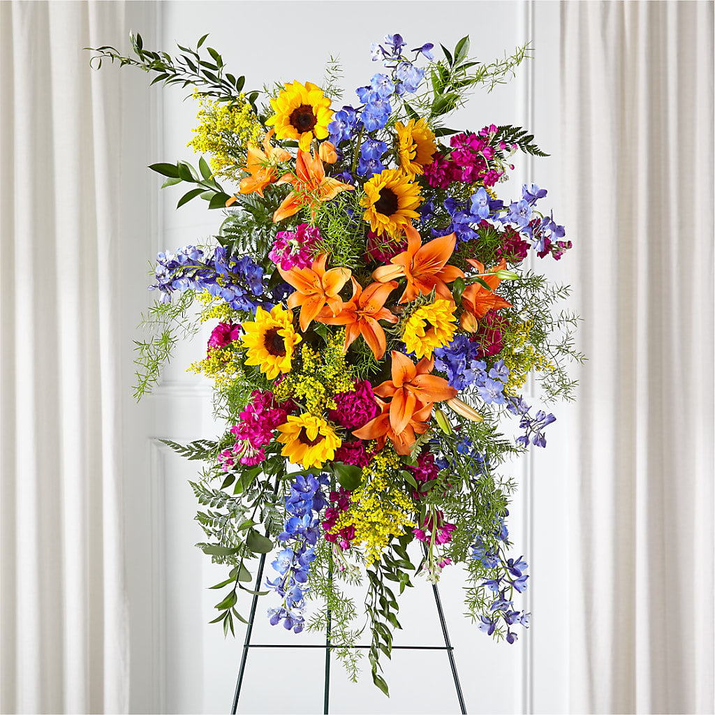 Sunlit Memories Standing Spray (Standard) – Garden Of Eden Florist, San Antonio TX