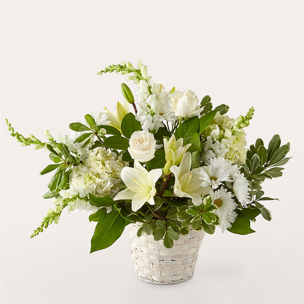 Ivory Elegance Floral Basket – Garden Of Eden Florist, San Antonio TX