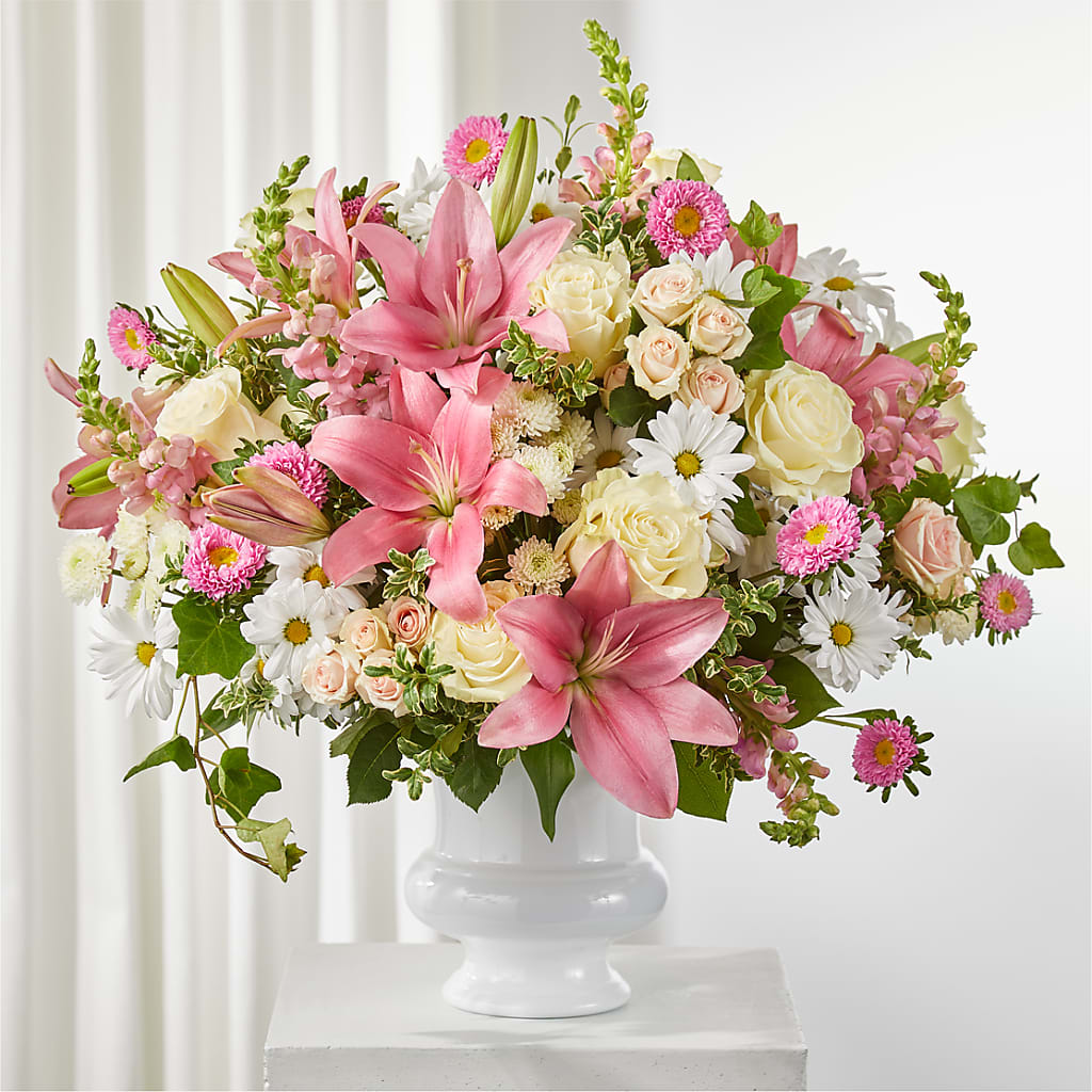 Empathetic Blooms Urn Arrangement – Garden Of Eden Florist, San Antonio TX