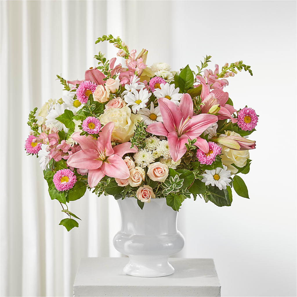 Empathetic Blooms Urn Arrangement – Garden Of Eden Florist, San Antonio TX