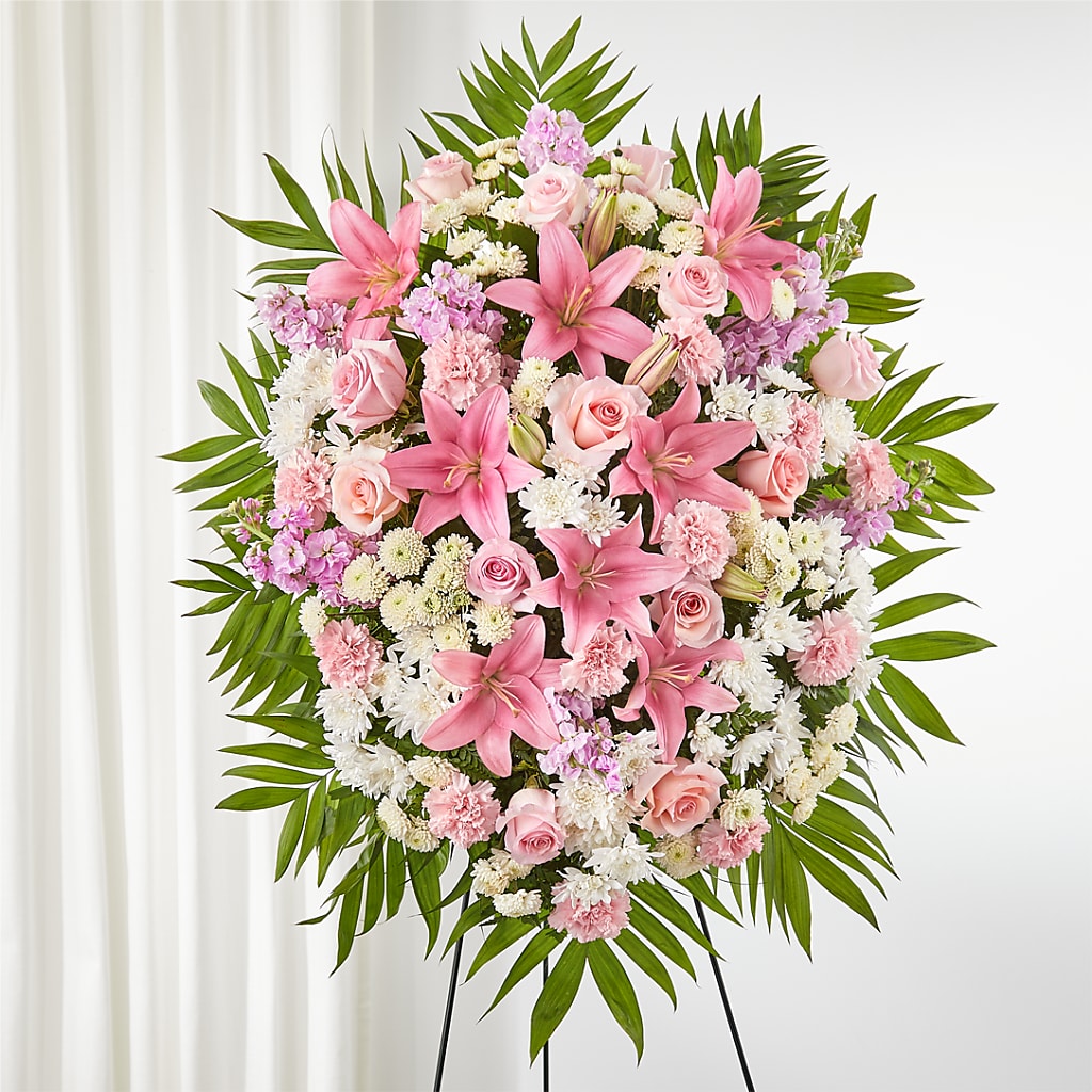 Offering Solace Standing Spray – Garden Of Eden Florist, San Antonio TX