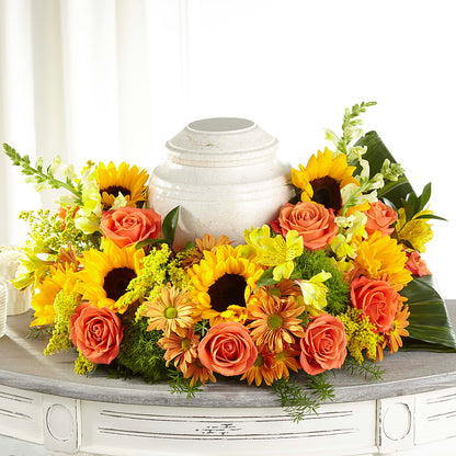 Faithful Sunflower Cremation Adornment –  Garden Of Eden Florist, San Antonio TX