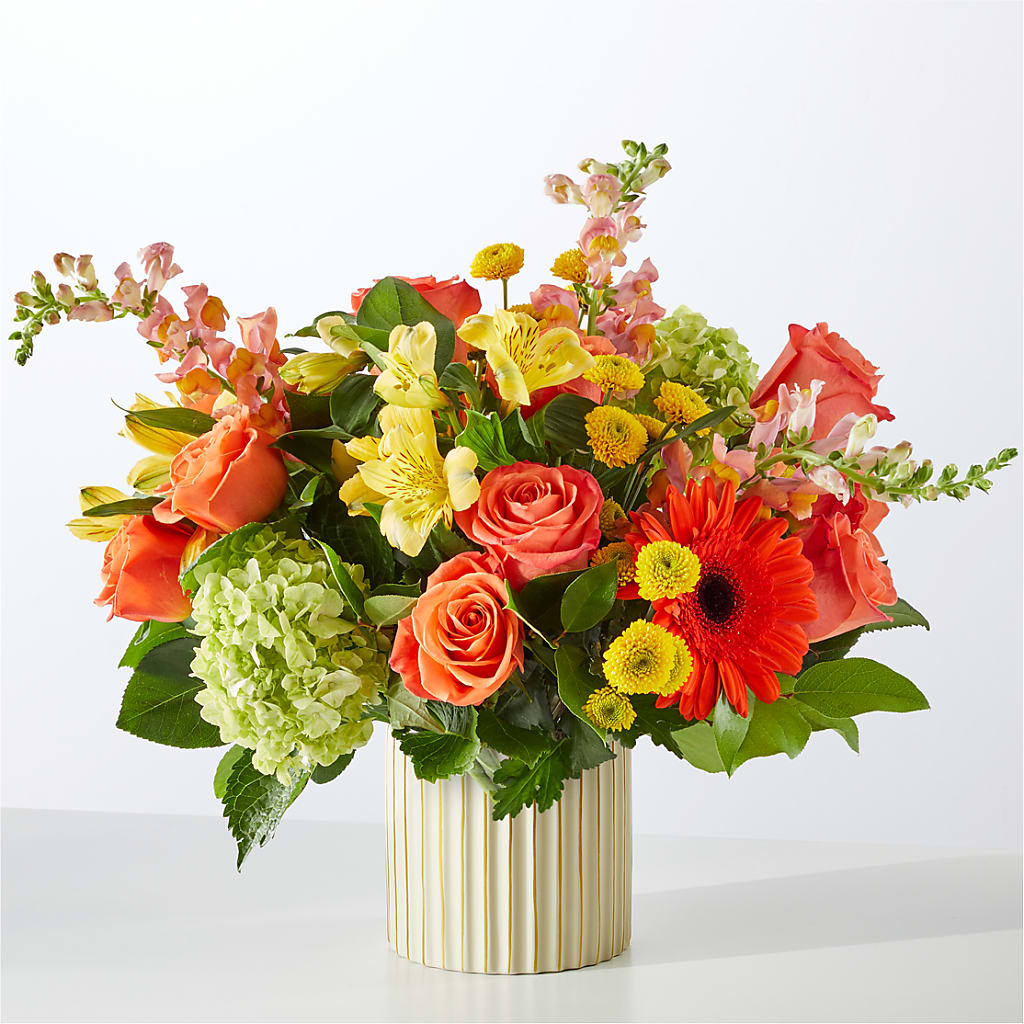 Autumn Sunshine Bouquet with Ivory Vase –  Garden Of Eden Florist, San Antonio TX