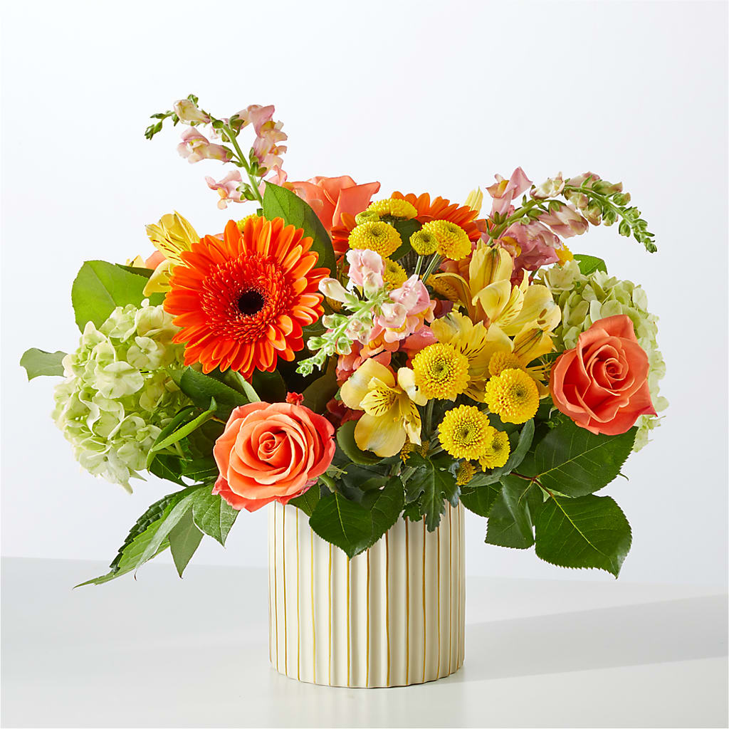 Autumn Sunshine Bouquet with Ivory Vase –  Garden Of Eden Florist, San Antonio TX