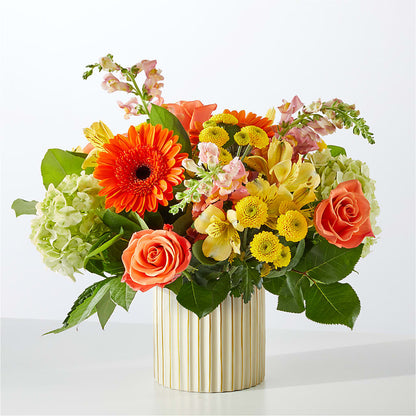 Autumn Sunshine Bouquet with Ivory Vase –  Garden Of Eden Florist, San Antonio TX
